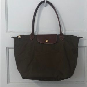 Longchamp Le Pliage large khaki (olive green) tote